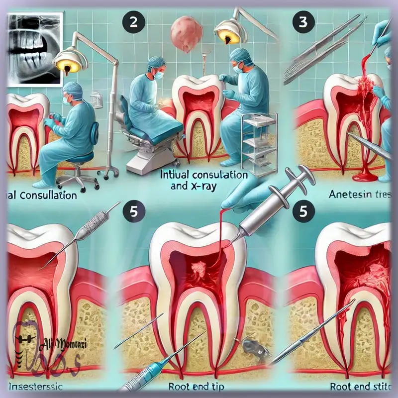 ♥مراحل جراحی انتهای ریشه دندان